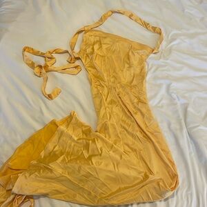 Yellow Asymmetrical Silk Dress